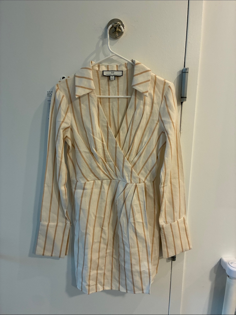 Rachel Parcell Cream & Beige Striped Wrap Dress